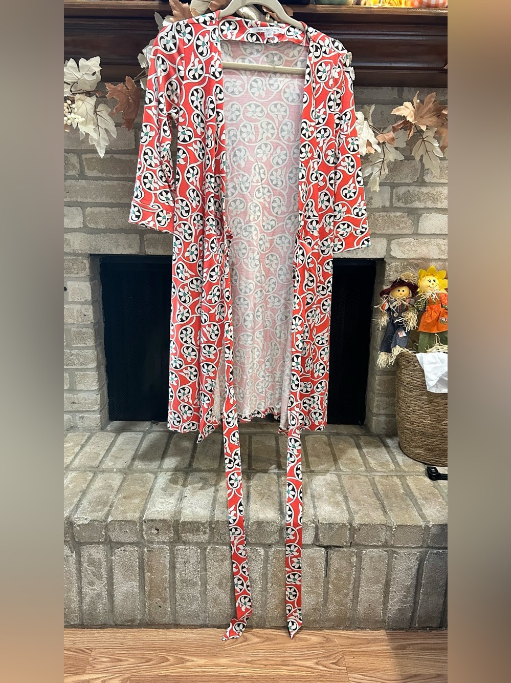 Diane Von Furstenberg Coral, White & Black Geometric Dress